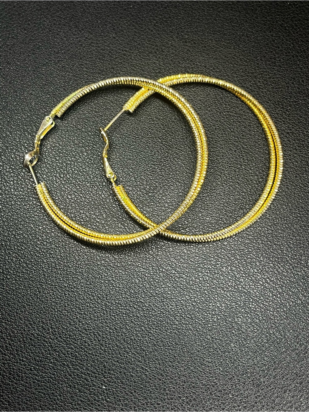 Gold Textured Hoop Earrings - Women Jewelry